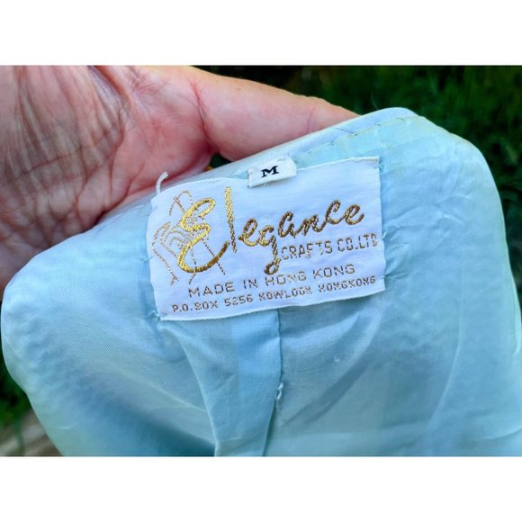 Vintage Angora Seed bead Light Blue Knit Sweater cardigan Hong Kong Medium - Picture 10 of 16